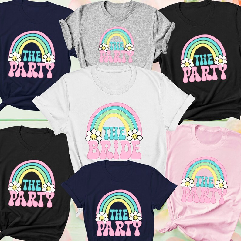 Rainbow Bride Party Shirt -  Bride and Bride Party Matching Shirt, Gift For Bridesmaids, Bachelorette Party Shirt, Bride Top Tee Gifts