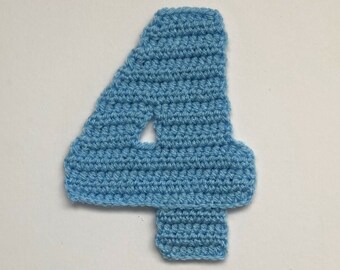 Large Number 4 Crochet Applique Pattern Instant Pdf Download
