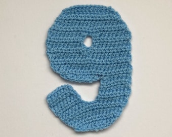 Large Number 9 Crochet Applique Pattern Instant Pdf Download