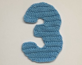 Large Number 3 Crochet Applique Pattern Instant Pdf Download