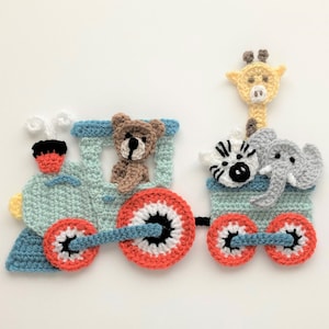 Animal Train Crochet Applique Pattern Instant Pdf Download