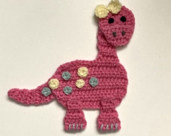 Pink Dinosaur  Crochet Applique Pattern Instant Pdf Download