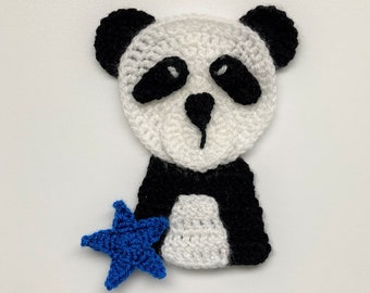 Panda Head Crochet Applique Pattern Instant pdf Down;load