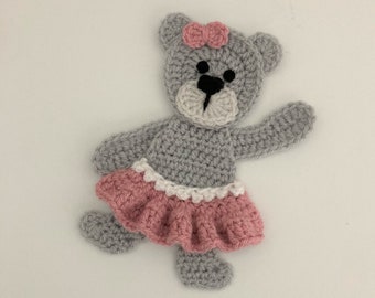 Tutu Bear Crochet Applique Pattern Instant Pdf Download