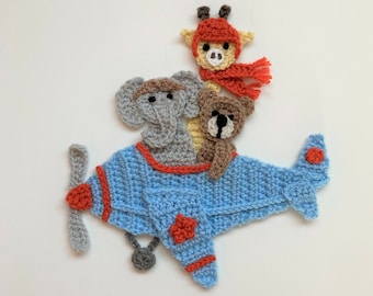 Airplane Animal Crochet Applique Pattern Instant Pdf Download