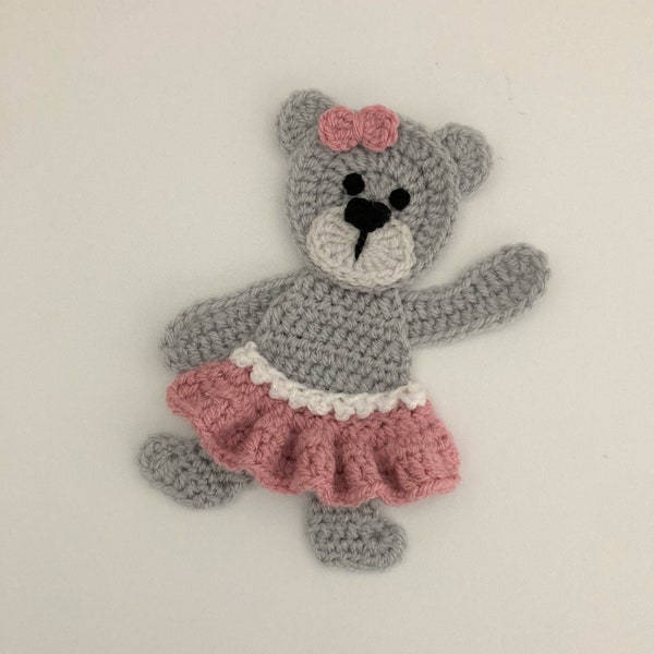 Tutu Bear Crochet Applique Pattern Instant Pdf Download