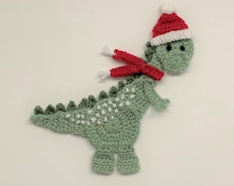 Christmas Dinosaur Crochet Applique Pattern Instant Pdf Download