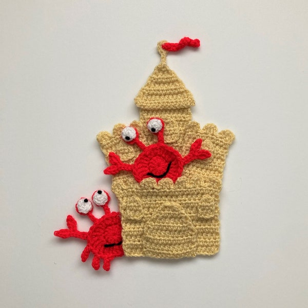 Sandcastle Crabs Crochet Applique Pattern Instant Pdf Download