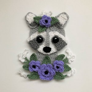 Racoon Head Crochet Applique Pattern Instant Pdf Download