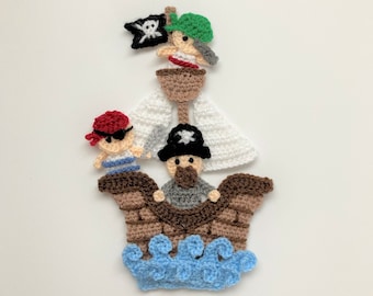 Pirate Ship Crochet Applique Pattern Instant Pdf Download - Etsy