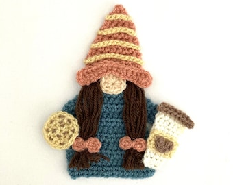 Coffee Gnome Crochet Applique Pattern Instant Pdf Download