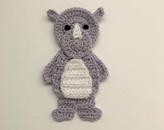 Standing Rhino Crochet Applique Pattern Instant Pdf Download