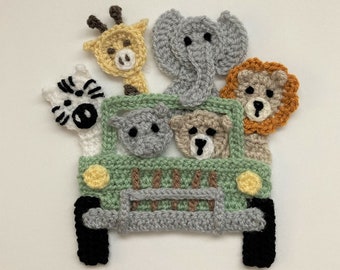 Safari Jeep Crochet Applique Pattern Instant Pdf Download