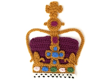 Coronation Crown Crochet Applique Pattern Instant Pdf Download
