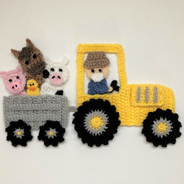 Farmyard Tractor Crochet Applique Pattern Instant Pdf Download