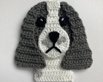 Dog Head Crochet Applique Pattern  - English Springer Spaniel  Instant Pdf Download