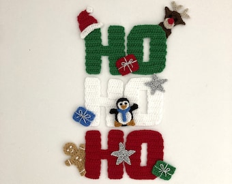 HO HO HO Crochet Applique pattern Instant Pdf Download