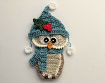 Christmas Owl Crochet Applique Pattern Instant Pdf Download