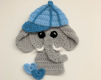 Elephant Head Crochet Applique Pattern Instant Pdf Download