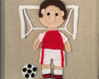 Crochet Pattern - Footballer with football and goalpost _ instant pdf download