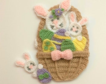 Easter Bunny Basket Applique Pattern Instant Pdf Download