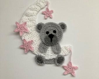 Moon Bear Crochet Applique Pattern Instant Pdf Download