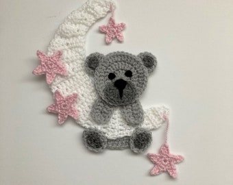 Moon Bear Crochet Applique Pattern Instant Pdf Download