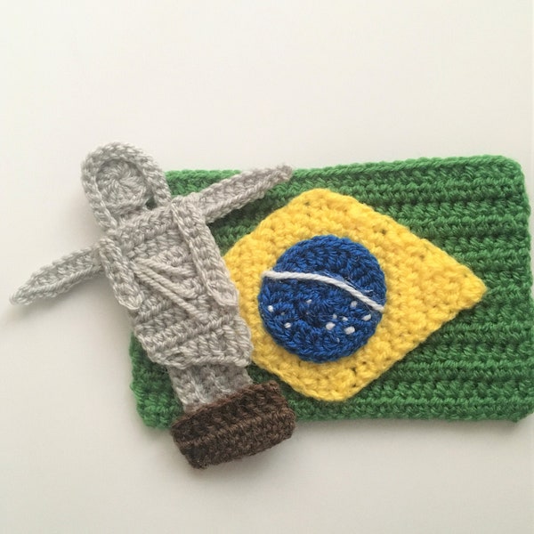 Crochet Pattern - Brazil Flag & Christ The Redeemer - Applique Pattern