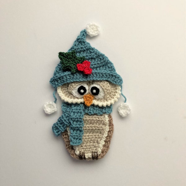 Christmas Owl Crochet Applique Pattern Instant Pdf Download