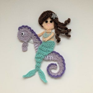 Mermaid On A Seahorse Crochet Applique Pattern Instant Pdf Download