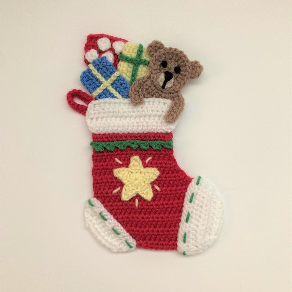 Christmas Stocking Crochet Applique Pattern Instant pdf Download