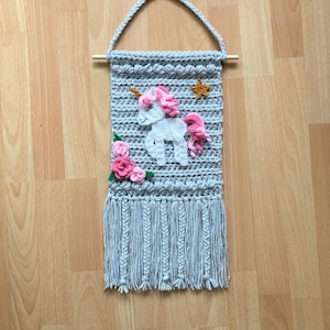Bobble Wall Hanging With Unicorn Applique Pattern Instant Pdf Download