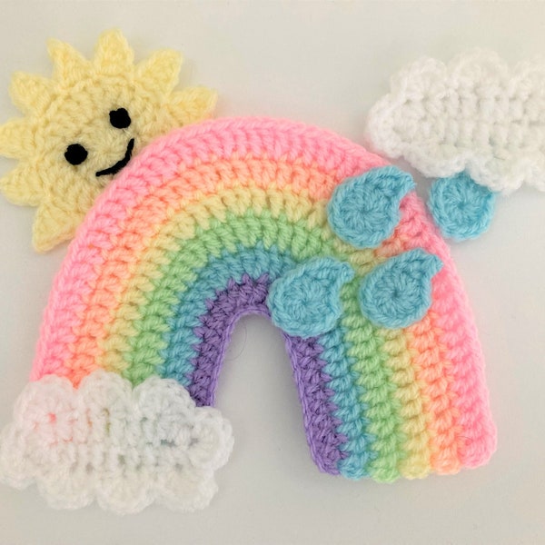 Téléchargement instantané du motif d'applique au crochet arc-en-ciel