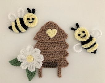 PDF Pattern Bizzy the Bee Crochet Pattern Applique Bumble Bee Honey Bee ...