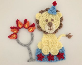 Circus Lion Crochet Applique Pattern Instant Pdf Download