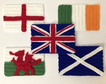 UK Flags Crochet Appliques Pattern Instant Pdf Download