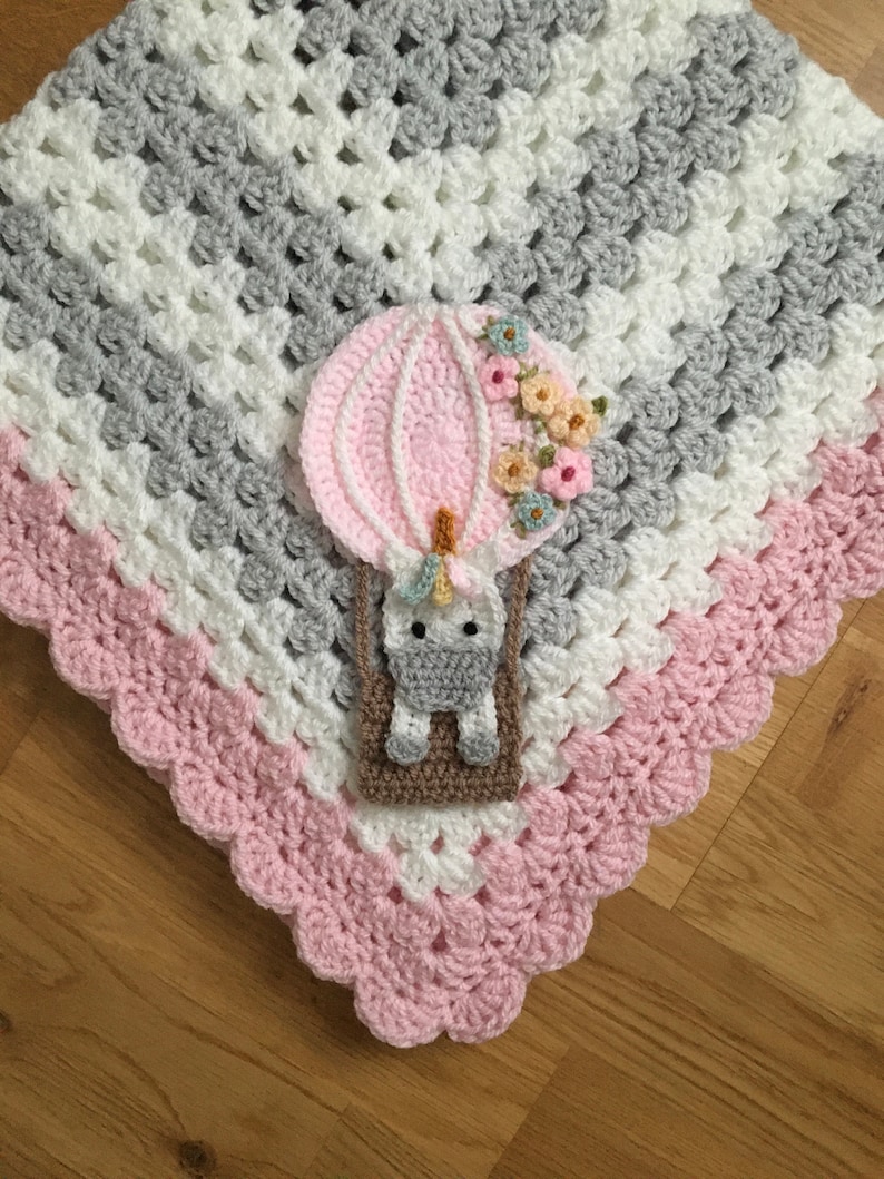 Download Crochet Pattern Unicorn in Hot Air Balloon applique | Etsy