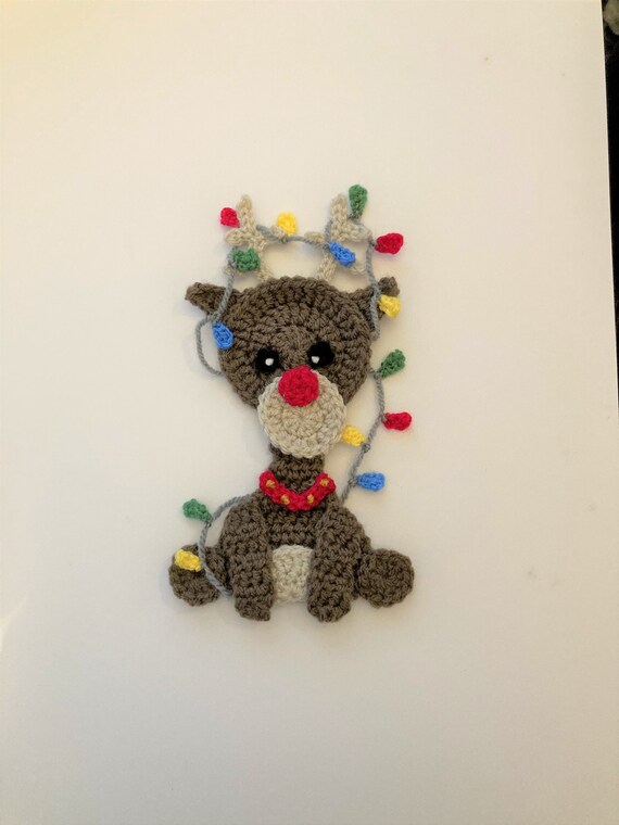Fairy Light Rudolph Crochet Applique Pattern Instant Pdf Download