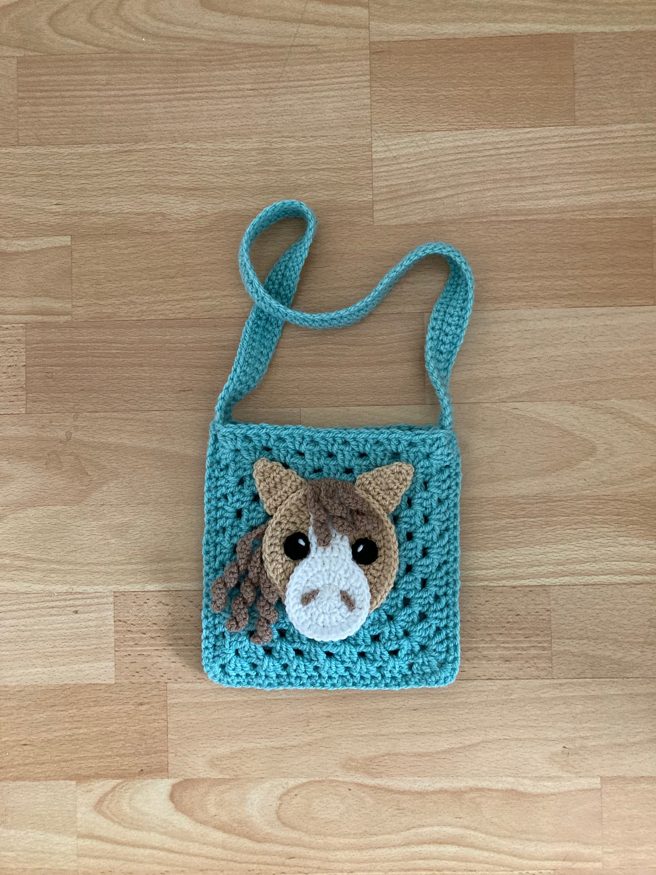 Patrón de aplique de caballo y bolso de crochet para niños Descarga instantánea en PDF