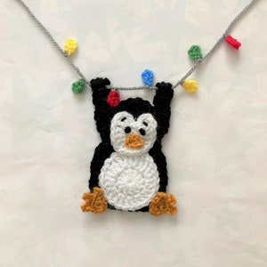 Crochet Fairy Light Penguin Applique Pattern instant pdf download image 1