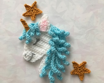 Crochet Unicorn head Applique Pattern instant pdf download