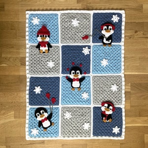 Penguin Applique Blanket Crochet Pattern