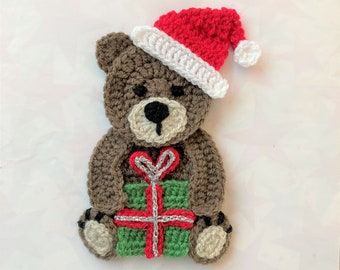 Christmas Bear Crochet Applique Pattern Instant Download