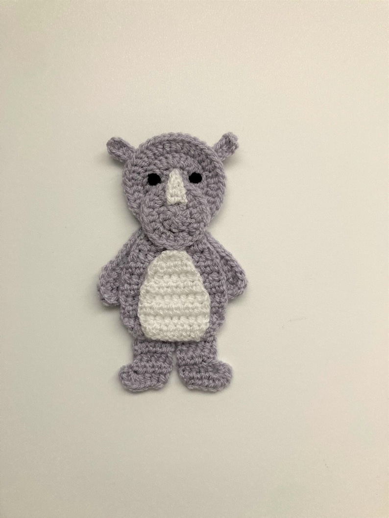 Standing Rhino Crochet Applique Pattern Instant Pdf Download image 1