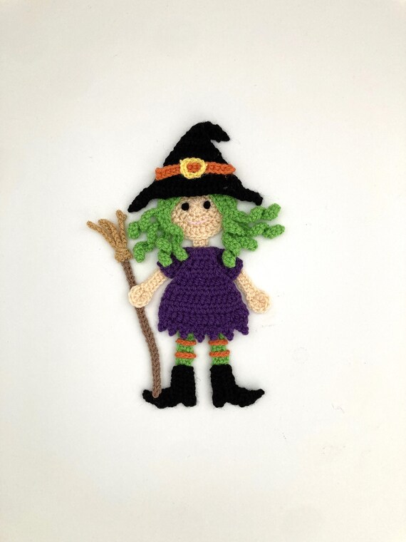 Little Witch Crochet Applique Pattern Instant Pdf Download Etsy