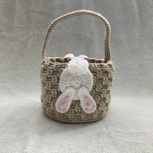 Easter Basket with Rabbit Face & Butt Appliques crochet Pattern Instant Pdf Download