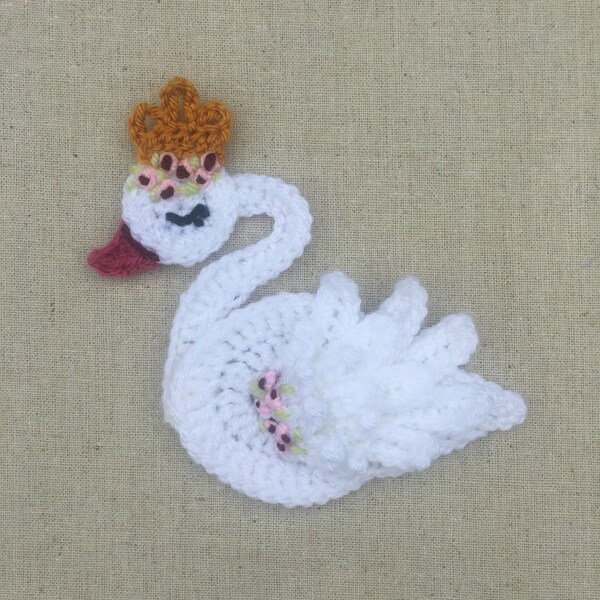 Crochet Pattern - Swan Princess Applique - instant pdf download