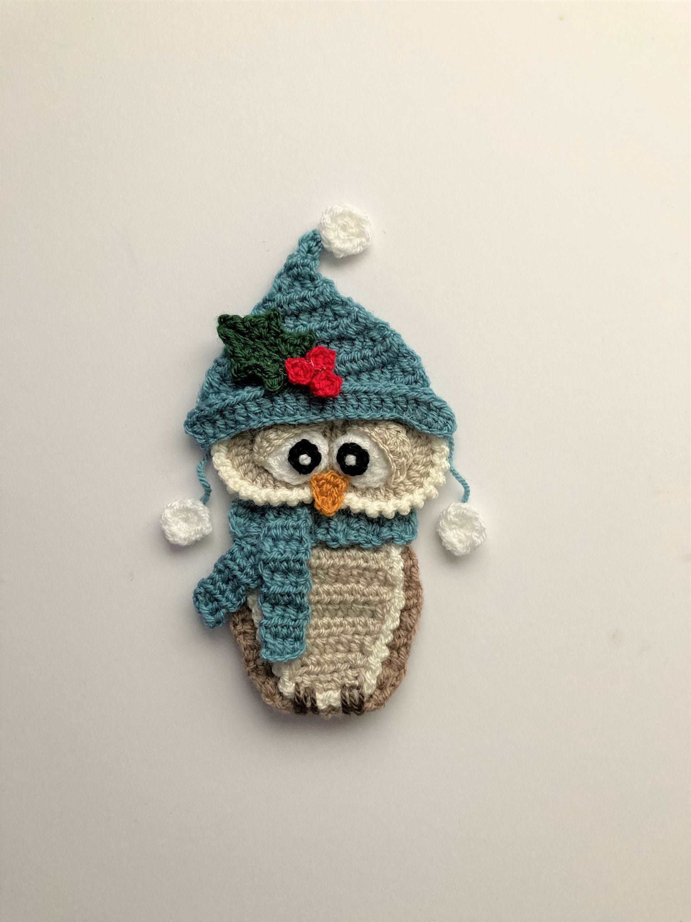 Christmas Owl Crochet Applique Pattern Instant Pdf Download