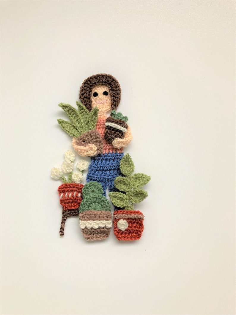 Crazy Plant Lady Crochet Applique Pattern Instant Pdf Download image 1