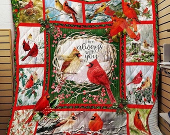 Cardinal Quilt Blanket Cardinal Christmas Quilt Cardinals Appear When Angles are Near Christmas Quilt Customized Gifts for Men Women Kids Winter Bird Quilt Cardinal Bird Quilt